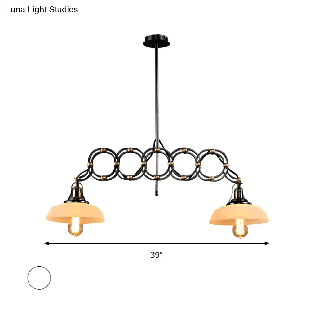 DecorBites™ Industrial Opal Glass Pendant Light Kit - Adjustable Dome Design, 2 Lights - Brass Hanging Lamp for Kitchen Island