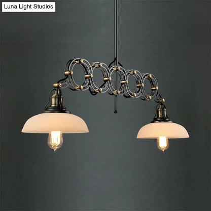 DecorBites™ Industrial Opal Glass Pendant Light Kit - Adjustable Dome Design, 2 Lights - Brass Hanging Lamp for Kitchen Island