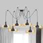 Industrial Orb Amber Glass Pendant Lamp - Multi Hanging Light Fixture (4/6/12 Bulbs) in Black