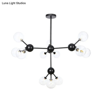 Industrial Orb Chandelier Lamp with Sputnik Design, Amber/Clear/Smoke Gray Glass, 3/9/12 Lights, 13"/27.5"/34" Wide