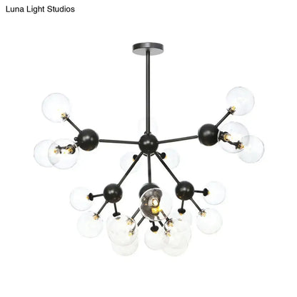 Industrial Orb Chandelier Lamp with Sputnik Design, Amber/Clear/Smoke Gray Glass, 3/9/12 Lights, 13"/27.5"/34" Wide