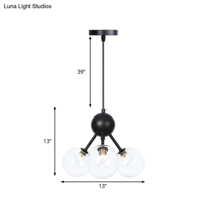Industrial Orb Chandelier Lamp with Sputnik Design, Amber/Clear/Smoke Gray Glass, 3/9/12 Lights, 13"/27.5"/34" Wide