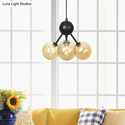 Industrial Orb Chandelier Lamp with Sputnik Design, Amber/Clear/Smoke Gray Glass, 3/9/12 Lights, 13"/27.5"/34" Wide