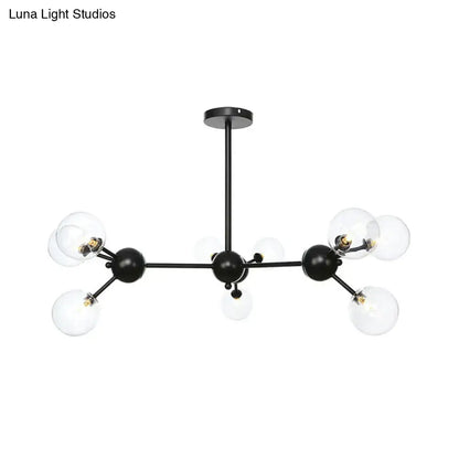 Industrial Orb Chandelier Lamp with Sputnik Design, Amber/Clear/Smoke Gray Glass, 3/9/12 Lights, 13"/27.5"/34" Wide