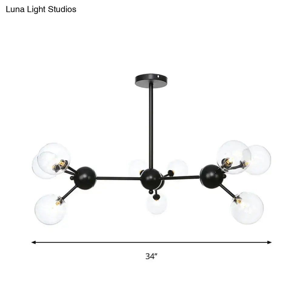Industrial Orb Chandelier Lamp with Sputnik Design, Amber/Clear/Smoke Gray Glass, 3/9/12 Lights, 13"/27.5"/34" Wide