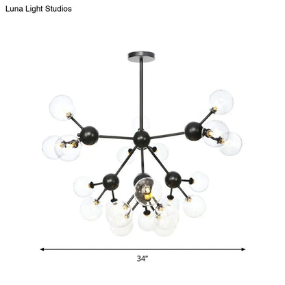 Industrial Orb Chandelier Lamp with Sputnik Design, Amber/Clear/Smoke Gray Glass, 3/9/12 Lights, 13"/27.5"/34" Wide