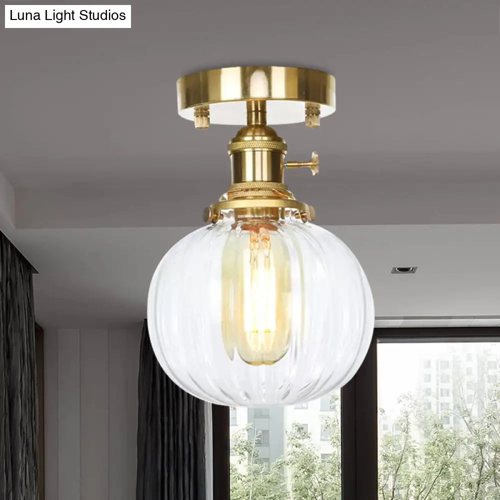 DecorBites™ DecorBites™ Industrial Orb Shade Ceiling Light with Water Glass - Semi Flush for Living Room