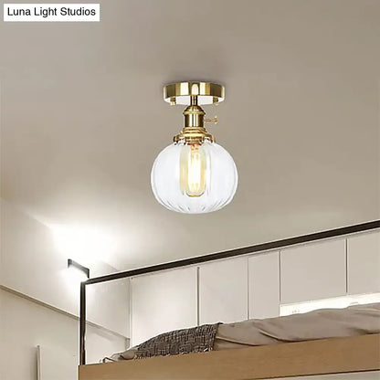 DecorBites™ DecorBites™ Industrial Orb Shade Ceiling Light with Water Glass - Semi Flush for Living Room