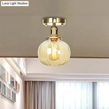 DecorBites™ DecorBites™ Industrial Orb Shade Ceiling Light with Water Glass - Semi Flush for Living Room