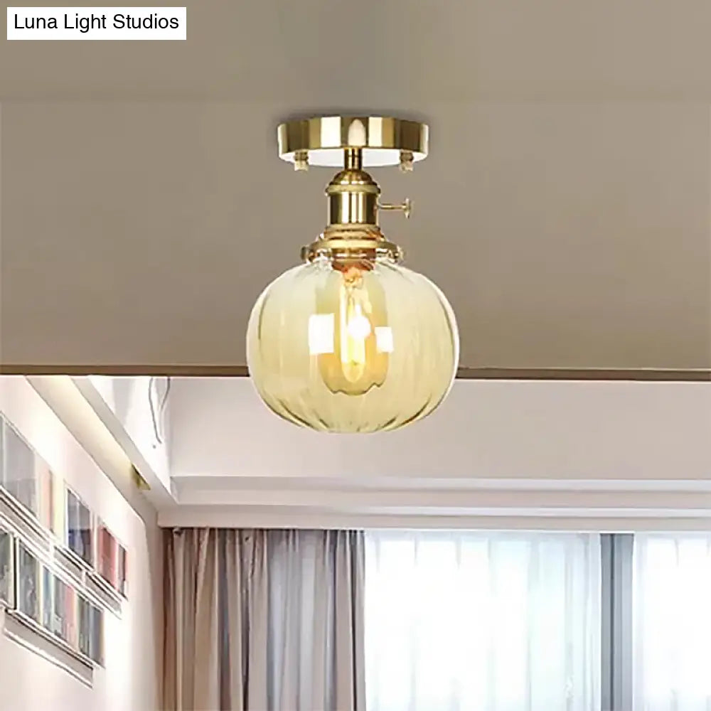 DecorBites™ DecorBites™ Industrial Orb Shade Ceiling Light with Water Glass - Semi Flush for Living Room