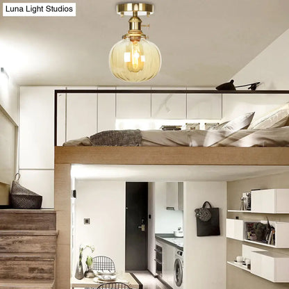 DecorBites™ DecorBites™ Industrial Orb Shade Ceiling Light with Water Glass - Semi Flush for Living Room