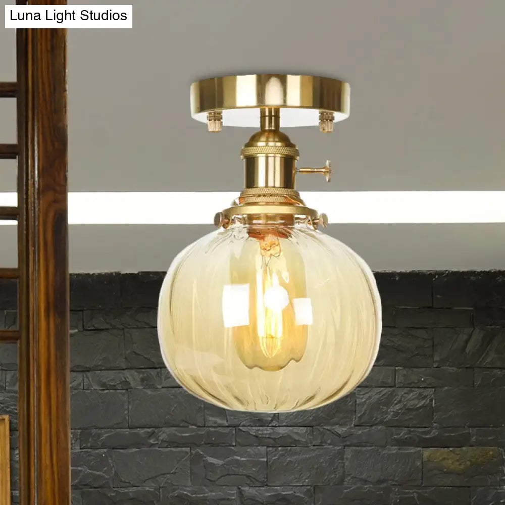 DecorBites™ DecorBites™ Industrial Orb Shade Ceiling Light with Water Glass - Semi Flush for Living Room