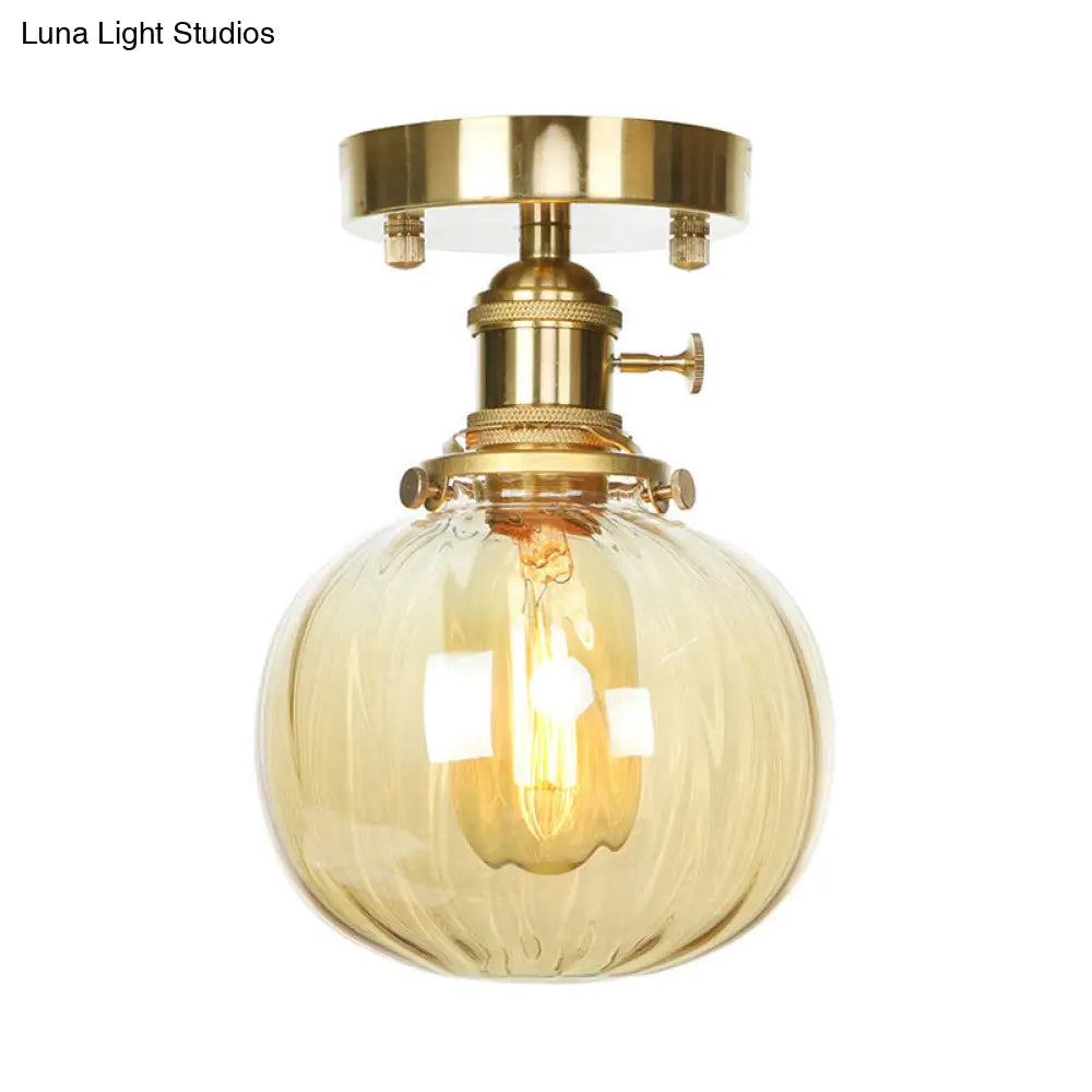 DecorBites™ DecorBites™ Industrial Orb Shade Ceiling Light with Water Glass - Semi Flush for Living Room