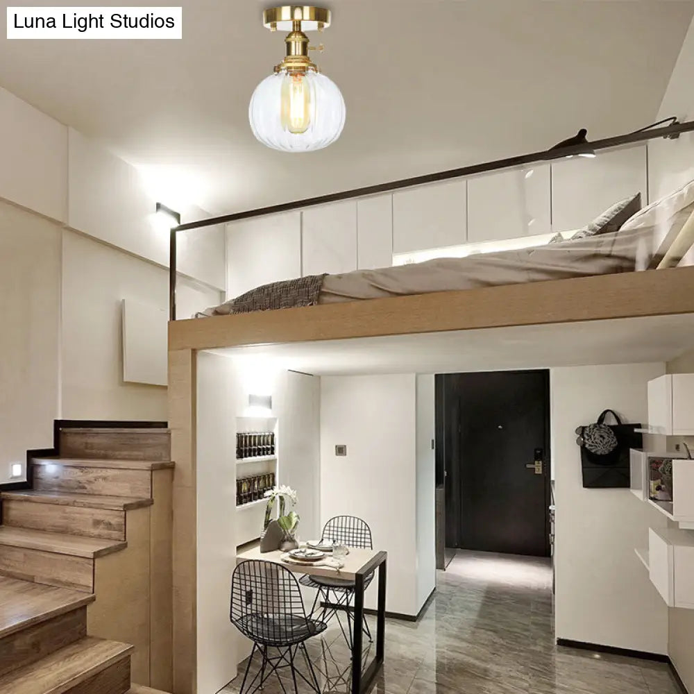 DecorBites™ DecorBites™ Industrial Orb Shade Ceiling Light with Water Glass - Semi Flush for Living Room