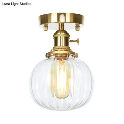 DecorBites™ DecorBites™ Industrial Orb Shade Ceiling Light with Water Glass - Semi Flush for Living Room