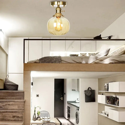 DecorBites™ DecorBites™ Industrial Orb Shade Ceiling Light with Water Glass - Semi Flush for Living Room