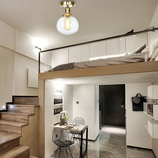 DecorBites™ DecorBites™ Industrial Orb Shade Ceiling Light with Water Glass - Semi Flush for Living Room