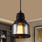 Industrial Pendant Light Kit - Clear Glass, Black Finish, Jar Shape, 1 Head, Ceiling Hang Fixture