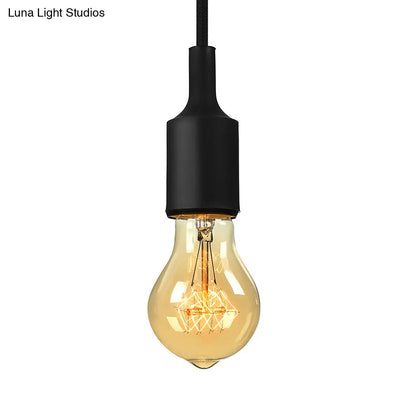 Industrial Pendant Lighting: Silica Gel Exposed Bulb, 1 Head, Adjustable Cord, Black/White