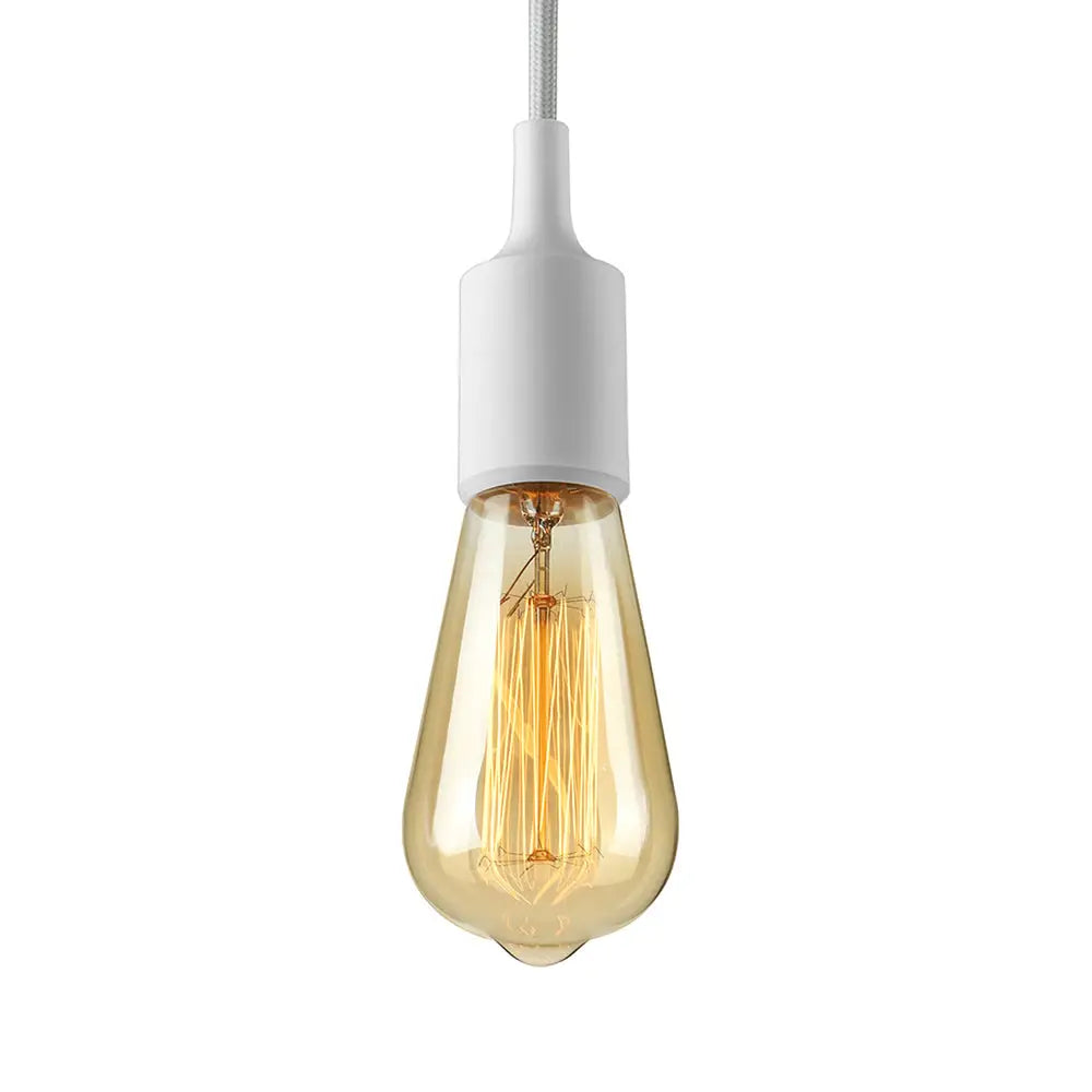 Industrial Pendant Lighting: Silica Gel Exposed Bulb, 1 Head, Adjustable Cord, Black/White