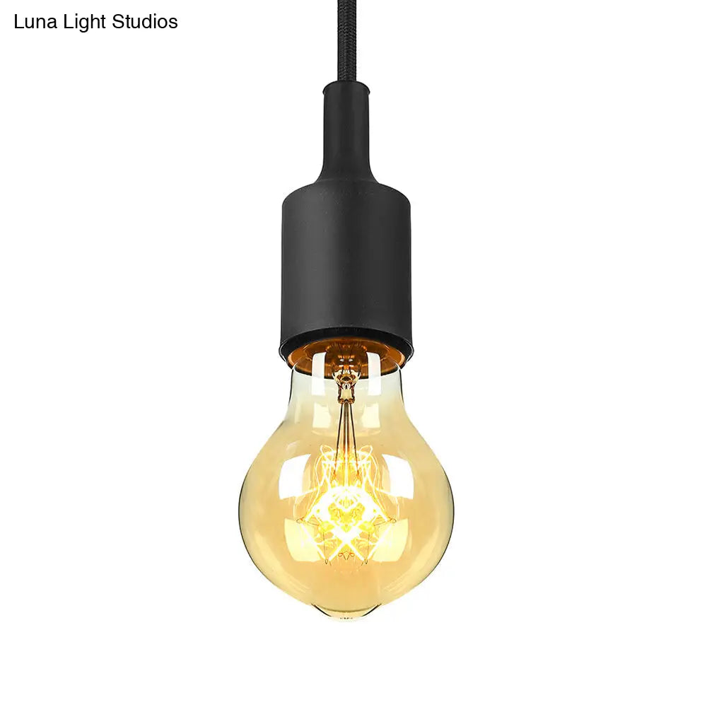 Industrial Pendant Lighting: Silica Gel Exposed Bulb, 1 Head, Adjustable Cord, Black/White