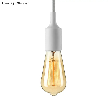 Industrial Pendant Lighting: Silica Gel Exposed Bulb, 1 Head, Adjustable Cord, Black/White