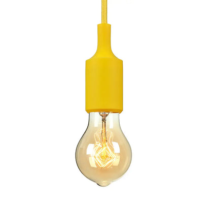 Industrial Pendant Lighting: Silica Gel Exposed Bulb, 1 Head, Adjustable Cord, Black/White