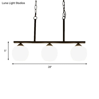DecorBites™ Industrial Pendant Lighting with Opal Glass Globe Shade - Black 3-Light - Perfect for Dining Rooms
