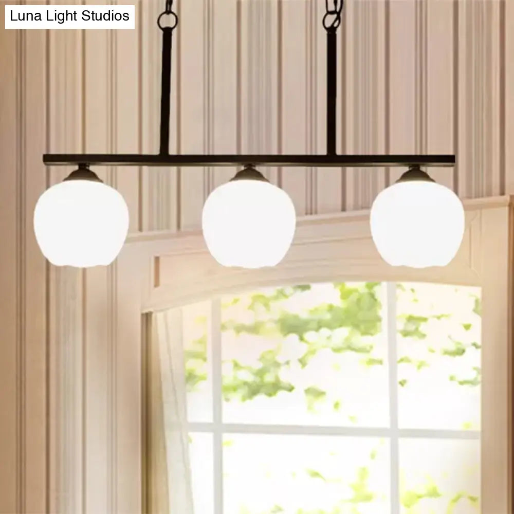 DecorBites™ Industrial Pendant Lighting with Opal Glass Globe Shade - Black 3-Light - Perfect for Dining Rooms