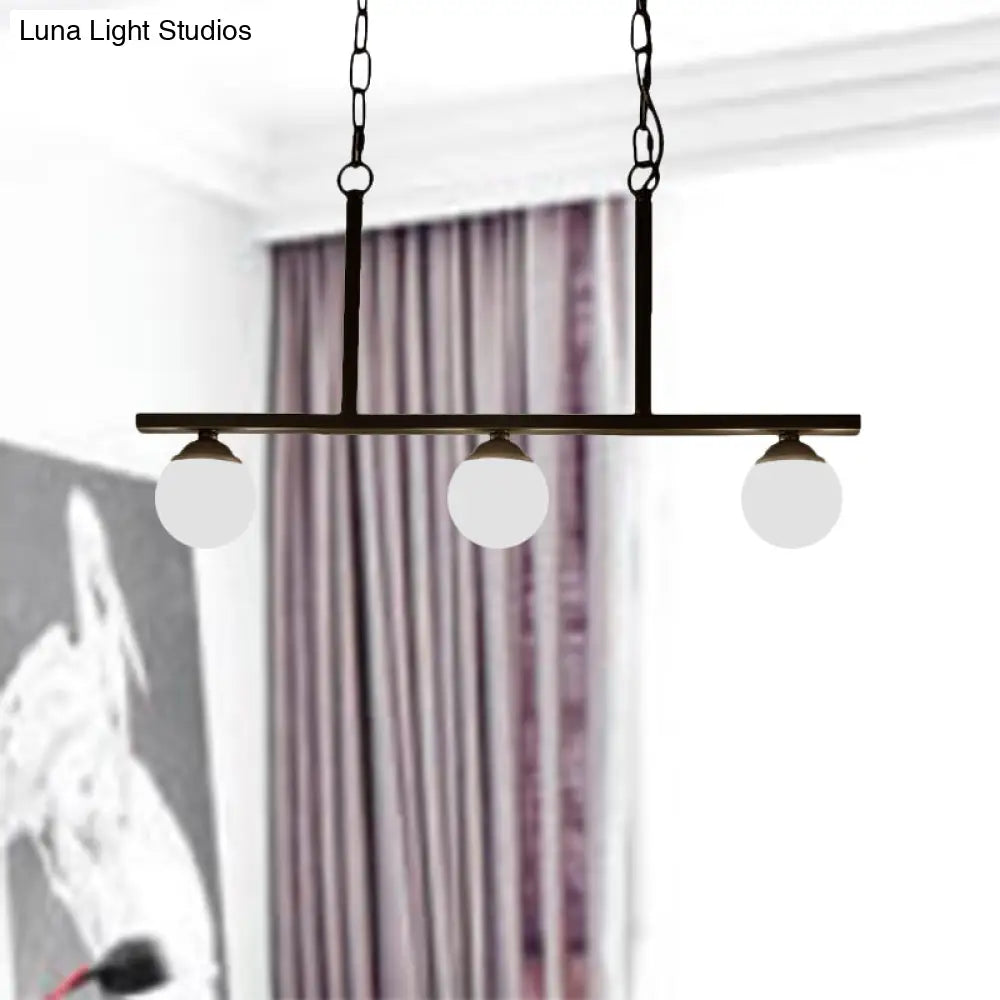 DecorBites™ Industrial Pendant Lighting with Opal Glass Globe Shade - Black 3-Light - Perfect for Dining Rooms