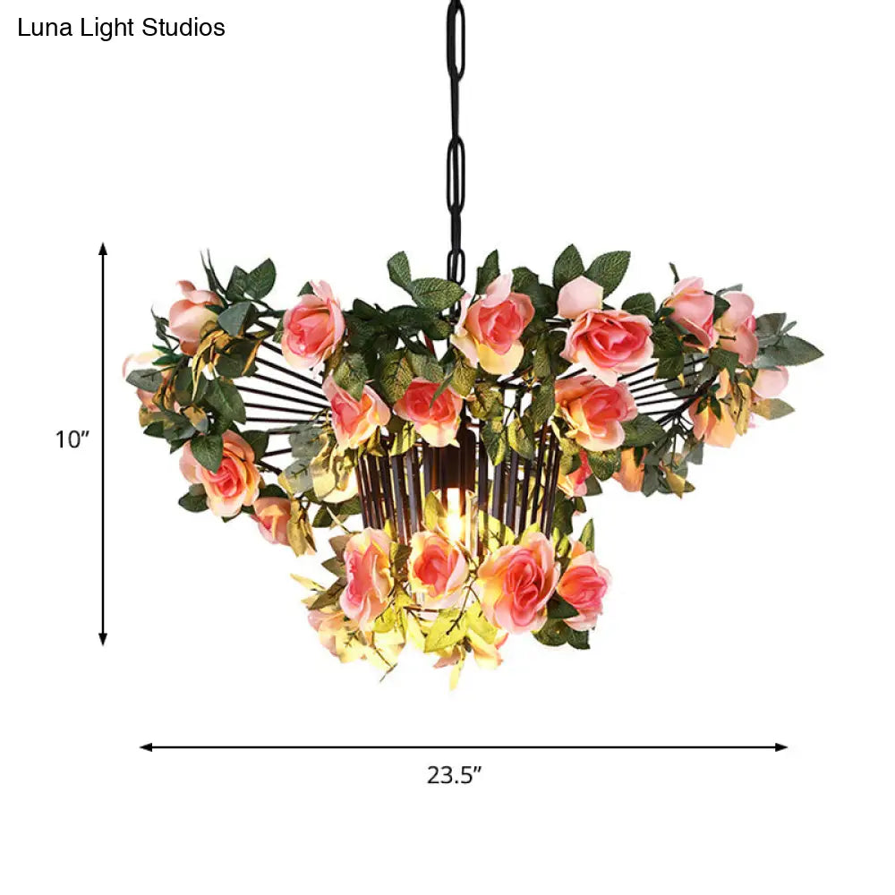 Industrial Pink Metal Pendant Light for Restaurants - 18"/23.5" Wide, 1-Light