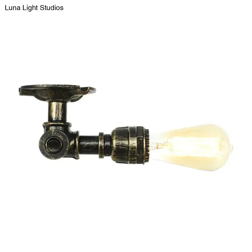 DecorBites™ DecorBites™ Industrial Pipe Metal Light Fixture - Ceiling Mount Semi-Mount in Aged Silver/Antique Brass/Bronze