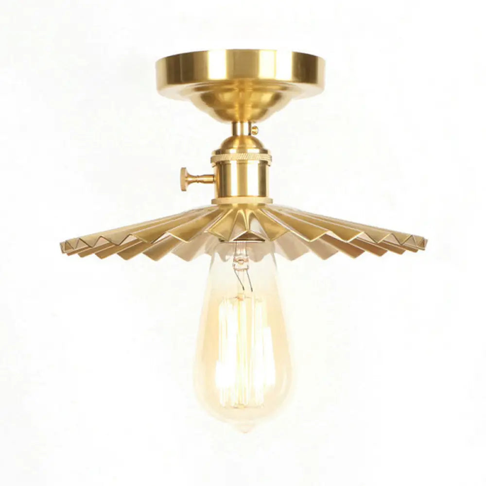 DecorBites™ DecorBites™ Industrial Radial Wave Semi-Flush Brass Light - 1 Bulb with/without Switch