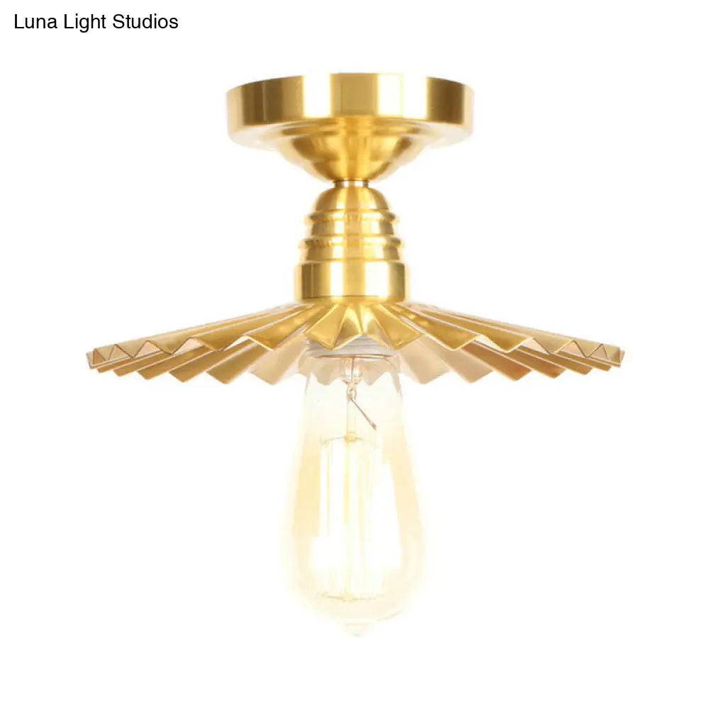 DecorBites™ DecorBites™ Industrial Radial Wave Semi-Flush Brass Light - 1 Bulb with/without Switch