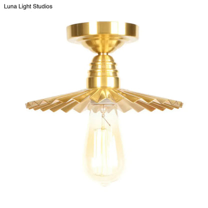 DecorBites™ DecorBites™ Industrial Radial Wave Semi-Flush Brass Light - 1 Bulb with/without Switch