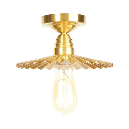 DecorBites™ DecorBites™ Industrial Radial Wave Semi-Flush Brass Light - 1 Bulb with/without Switch