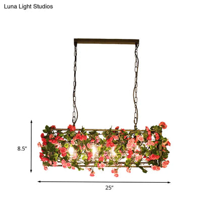 مصباح معلق LED مستطيل الشكل من النحاس الصناعي من DecorBites™ مزود بأربعة مصابيح - مثالي لغرفة النوم