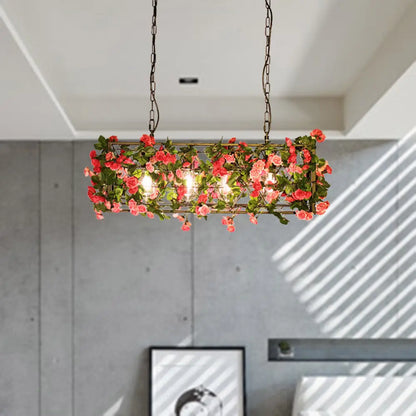 مصباح معلق LED مستطيل الشكل من النحاس الصناعي من DecorBites™ مزود بأربعة مصابيح - مثالي لغرفة النوم