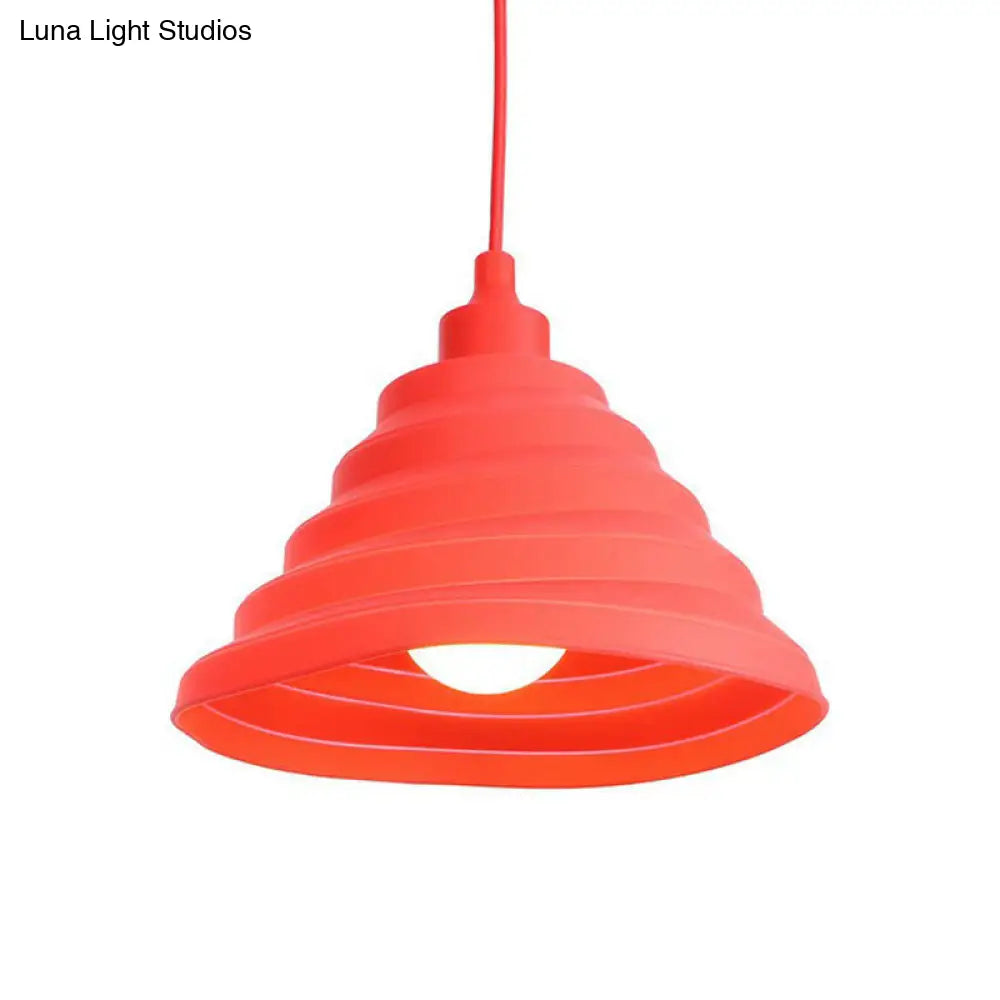 Industrial Red Iron Hanging Lamp Kit - Single Tapered/Cage/Flared Ceiling Pendant Light for Living Room