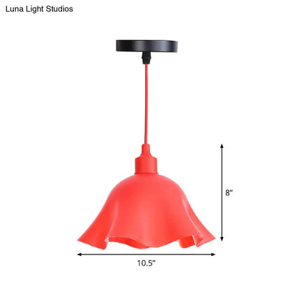 Industrial Red Iron Hanging Lamp Kit - Single Tapered/Cage/Flared Ceiling Pendant Light for Living Room