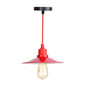 Industrial Red Iron Hanging Lamp Kit - Single Tapered/Cage/Flared Ceiling Pendant Light for Living Room