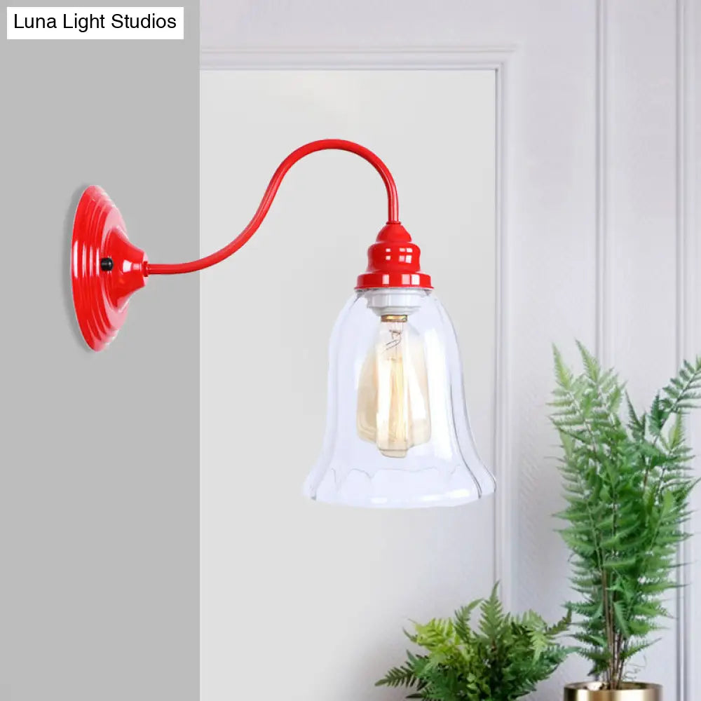 DecorBites™ DecorBites™ Industrial Red Sconce Light with Clear Textured Glass Bell Shade