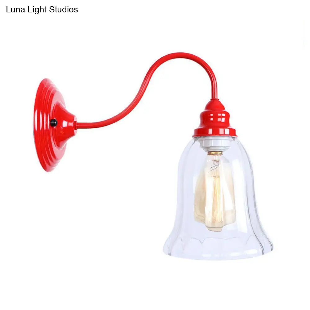 DecorBites™ DecorBites™ Industrial Red Sconce Light with Clear Textured Glass Bell Shade