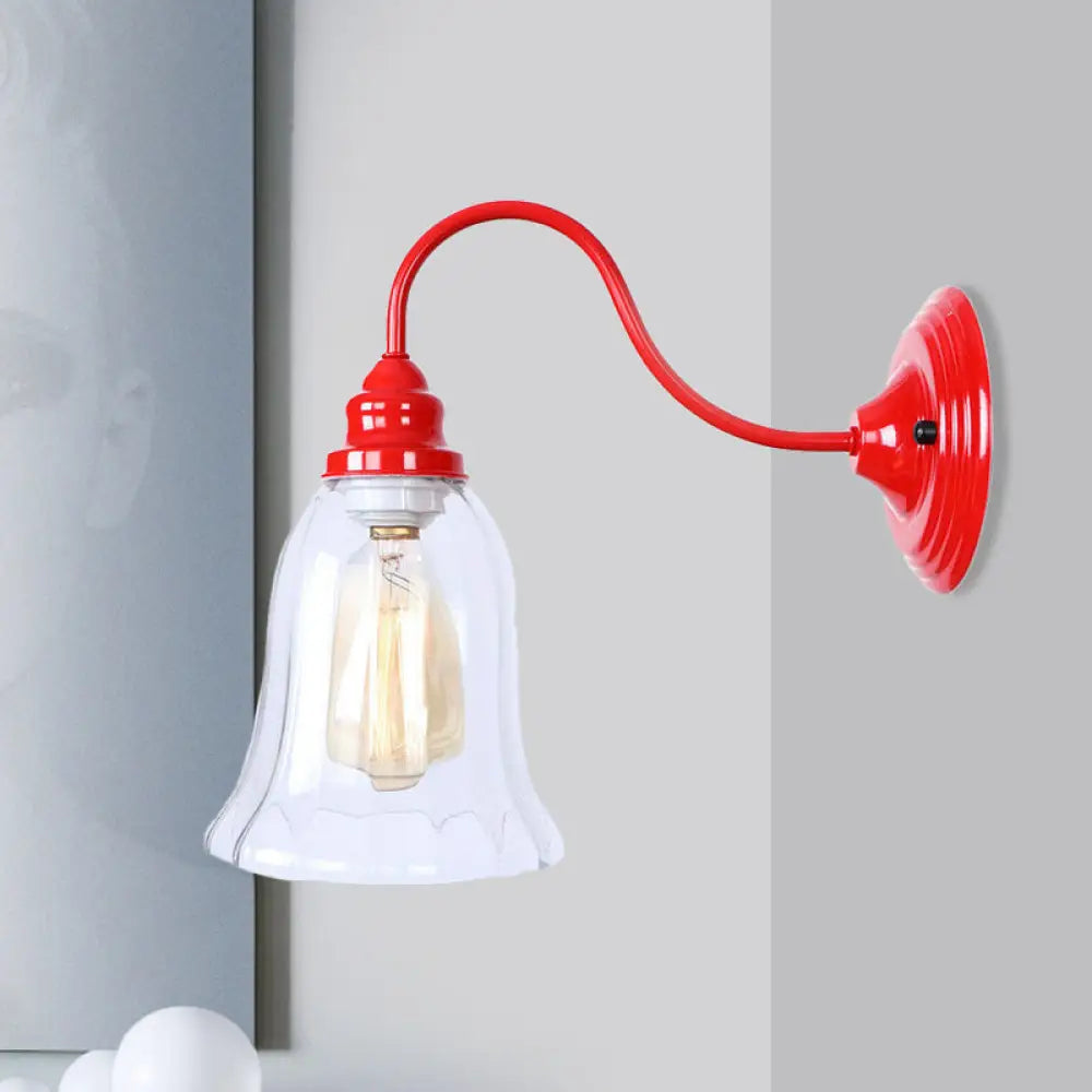 DecorBites™ DecorBites™ Industrial Red Sconce Light with Clear Textured Glass Bell Shade