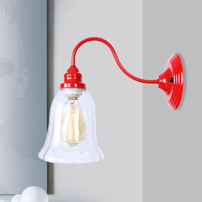 DecorBites™ DecorBites™ Industrial Red Sconce Light with Clear Textured Glass Bell Shade