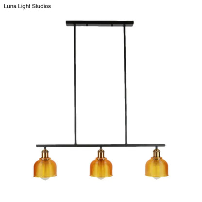 Black metal pendant lamp with three red yellow blue glass bowls for industrial island lighting 110v-120v 220v-240v