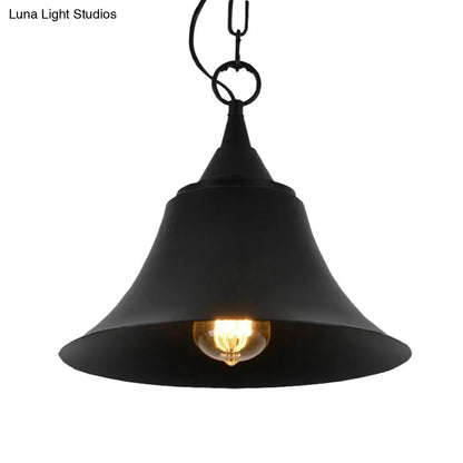 Industrial Restaurant Pendant Light with Bell Iron Shade - Black