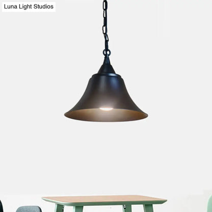 Industrial Restaurant Pendant Light with Bell Iron Shade - Black