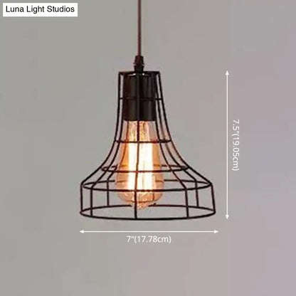 Industrial Retro 1-Light Pendant with Metal Cage for Bar - Hang in Style!