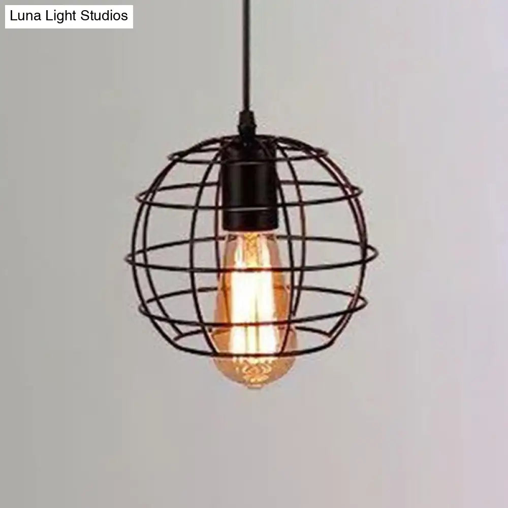 Industrial Retro 1-Light Pendant with Metal Cage for Bar - Hang in Style!